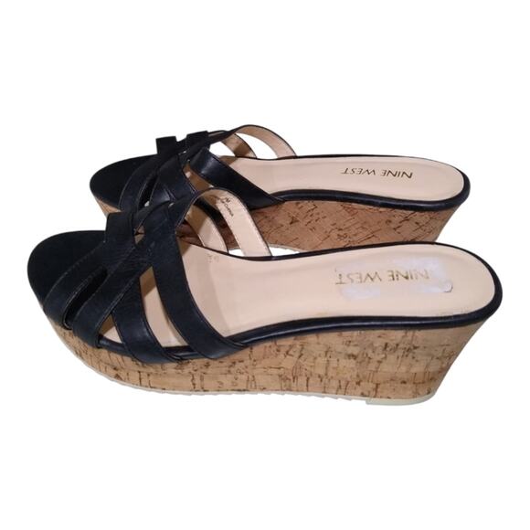 [H171] Nine West Black Platform Wedges, Size 7 - Picture 1 of 6